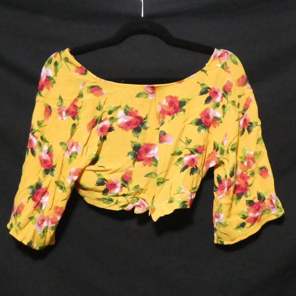 U2B | medium | Floral Yellow Crop Top | Zip-Up Back - Picture 2 of 16
